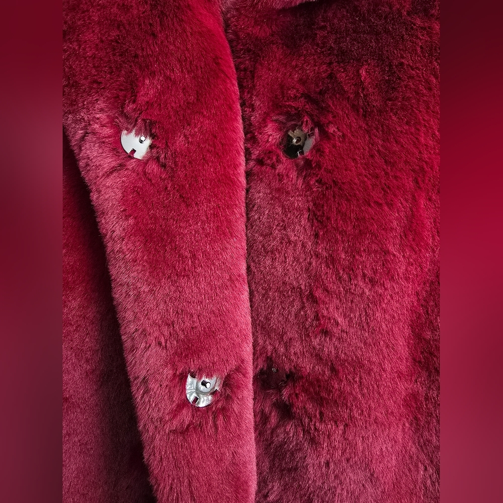 SOIA & KYO Renada Faux Fur Coat in Oxblood Size Small NEW NO TAG - Picture 10 of 14